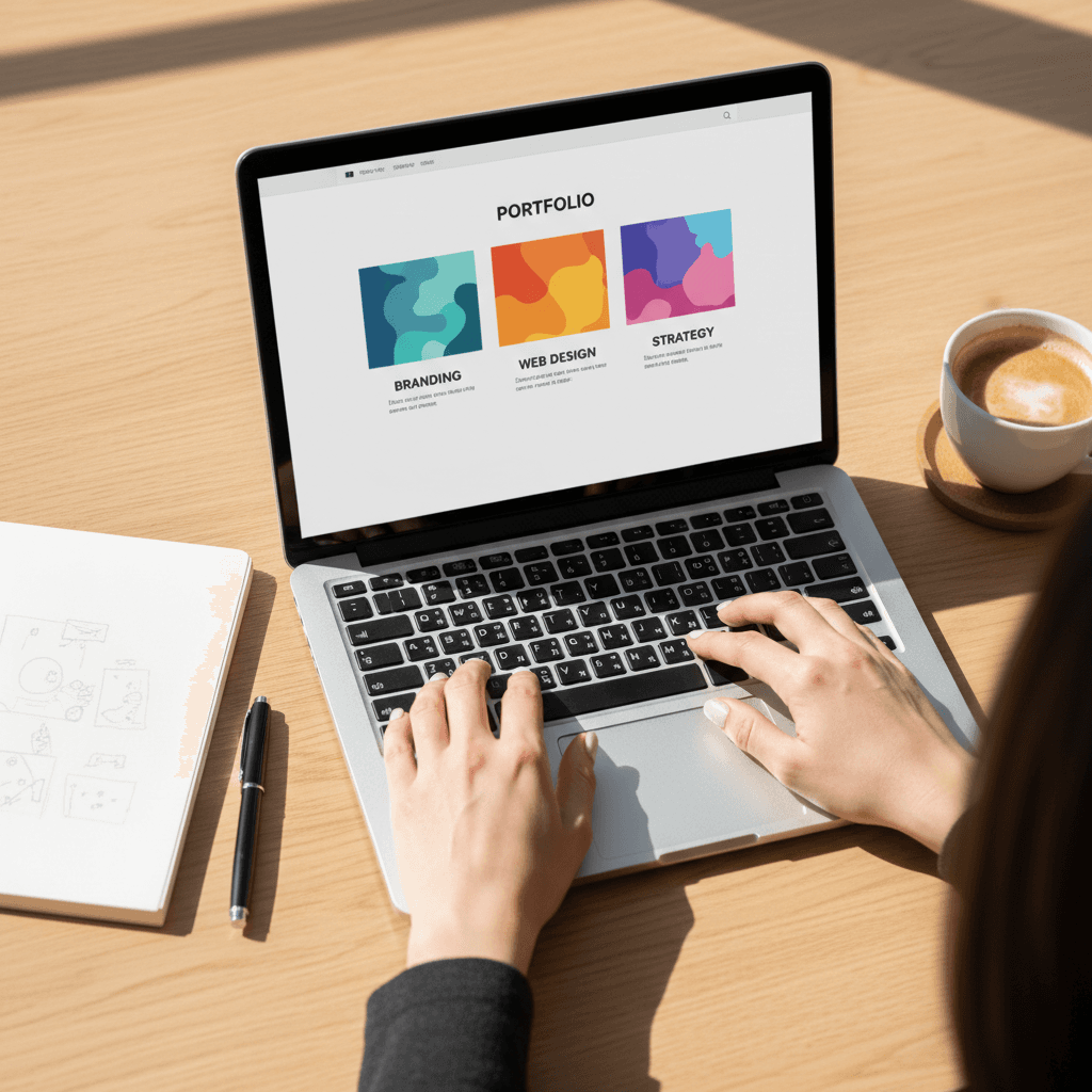 Contractor website design on laptop